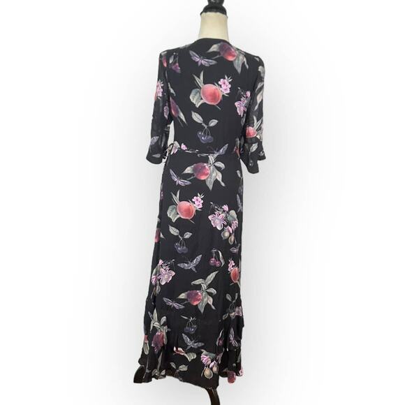 AllSaints Delana Soleil Midi Wrap Dress Women's 2 Black NWT **FLAWED** - Picture 5 of 12